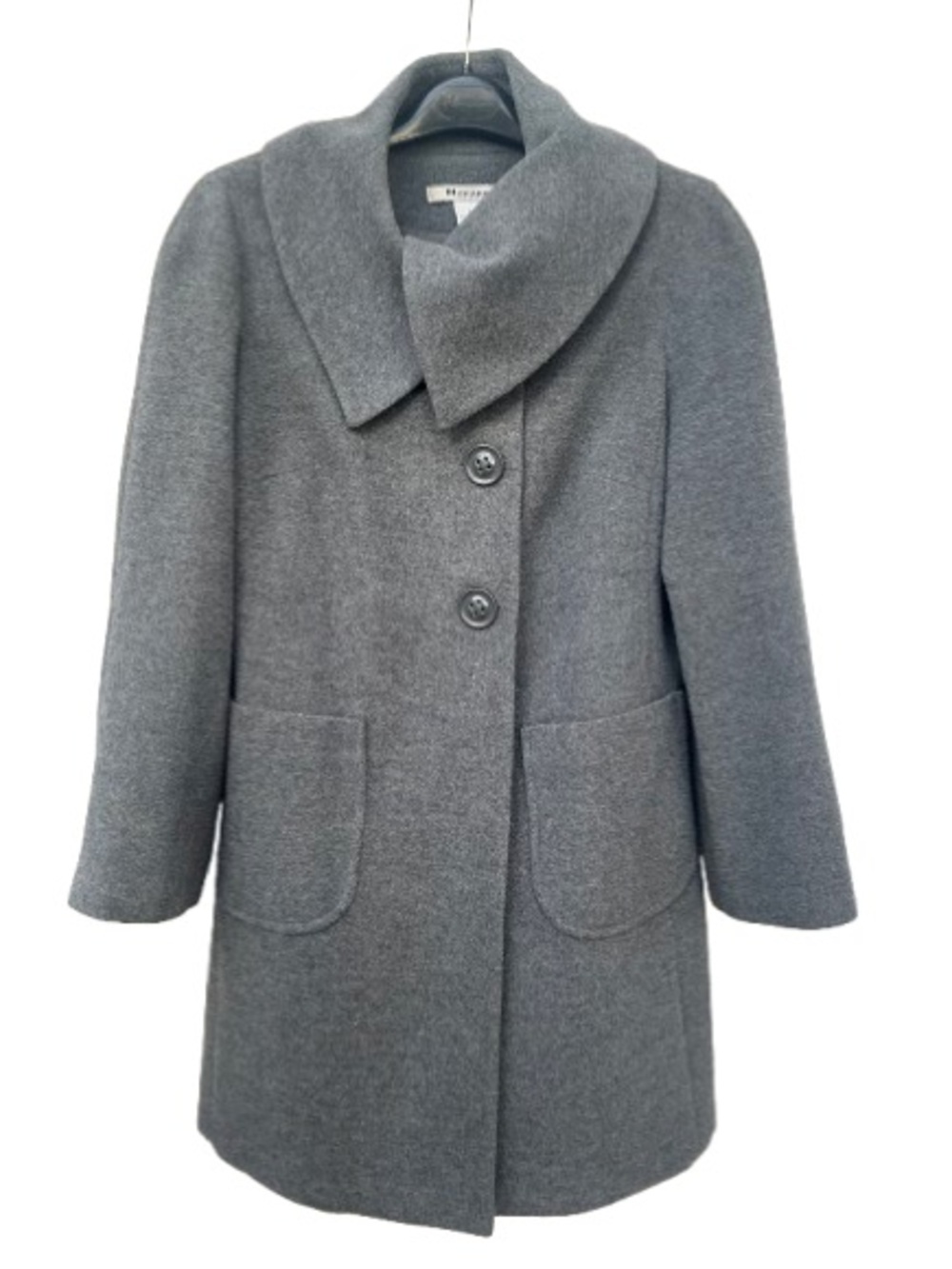 Nygård Collection Wool Cashmere Blend Grey Statement Collar Coat Size 8
